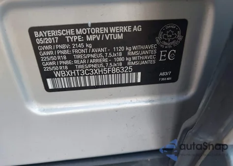 2017 BMW X1 xDrive28I from USA, damaged, VIN WBXHT3C3XH5F86325